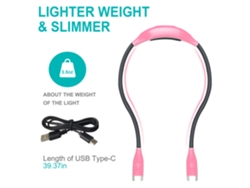 Lámpara LED para el cuello, luz de lectura, luz decorativa, ideal para correr de noche al aire libre. Mdug (color rosa)