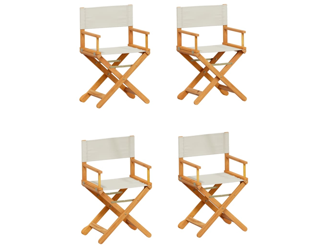 Maison Exclusive - Juego de 4 sillas plegables de jardín, tela blanca, color crema.