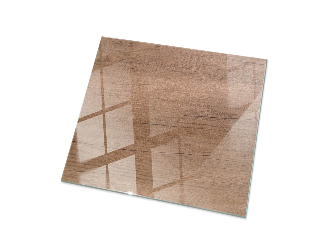 Tablero cuadrado de cristal de Espelharte (60 x 60 cm - Diseño de madera natural - Marrón)