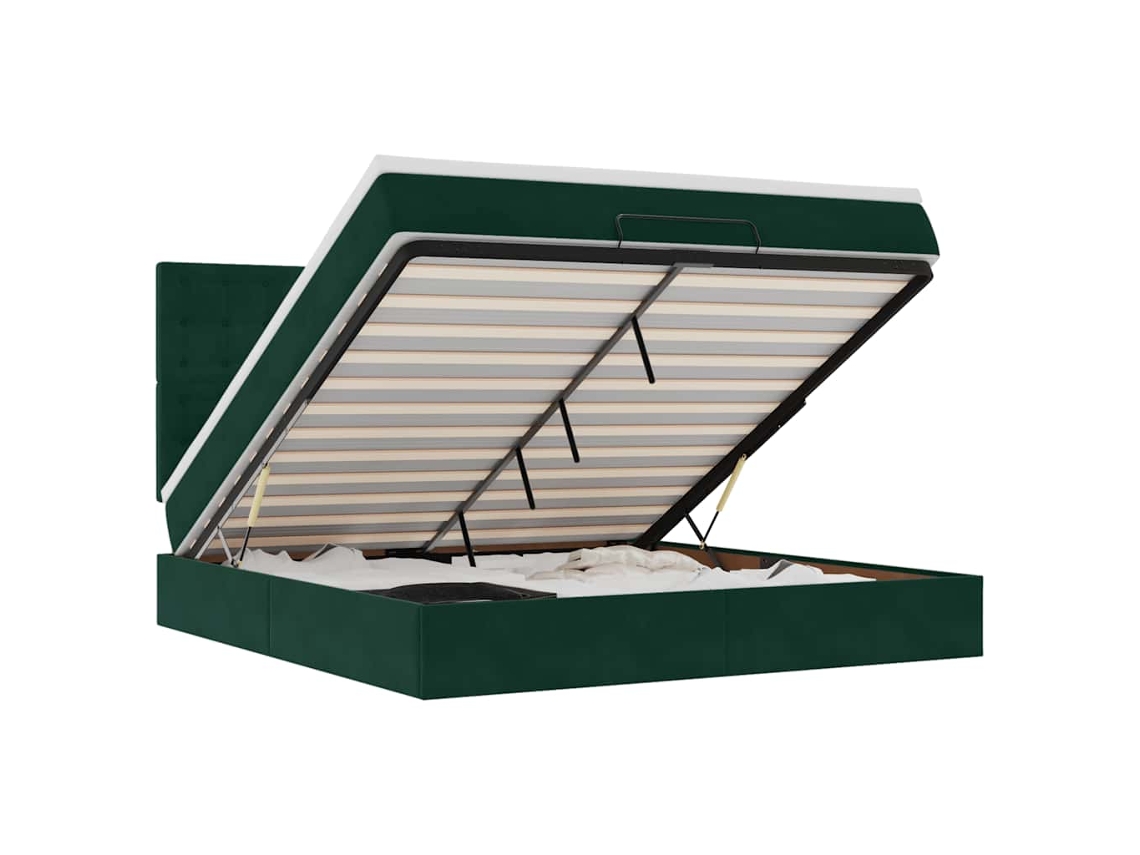 Maison Exclusive - Estructura De Cama Otomana Colchones Terciopelo Verde Oscuro