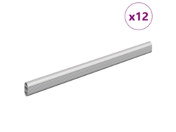 Barras para armario, 12 unidades, color plata, 764 x 15 x 29 mm, VIDAXL