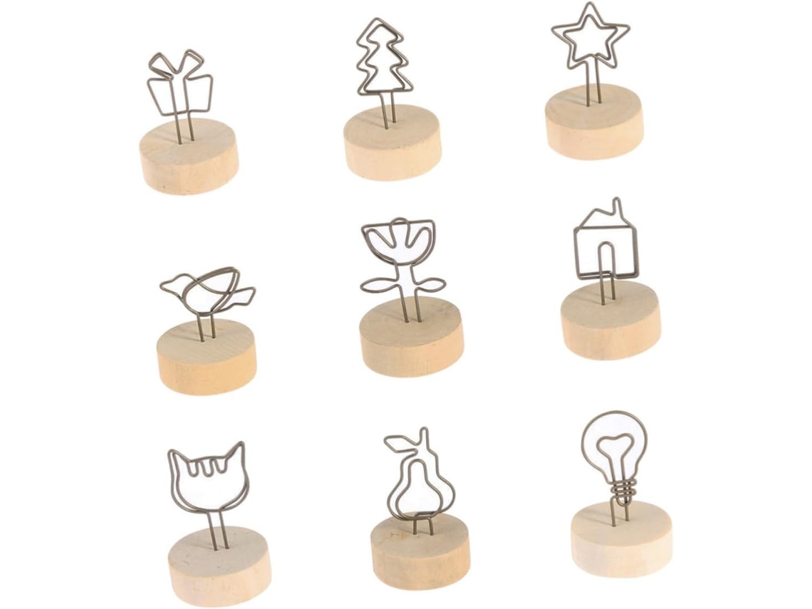 Juego de 9 clips redondos de madera para fotos, ideales para sujetar notas, decorar el hogar y la oficina, GOKOCO