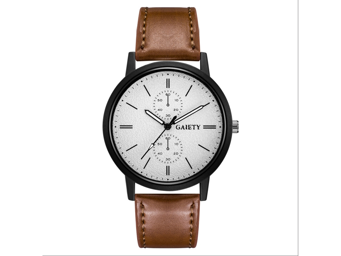 Reloj De Pulsera De Cuarzo Para Hombre Con Correa De Piel Sintética Gris, Esfera Azul Y Escala De Manecillas.