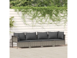 Conjunto de muebles de jardín con cojines, mimbre gris PE, Dkd Home Decor