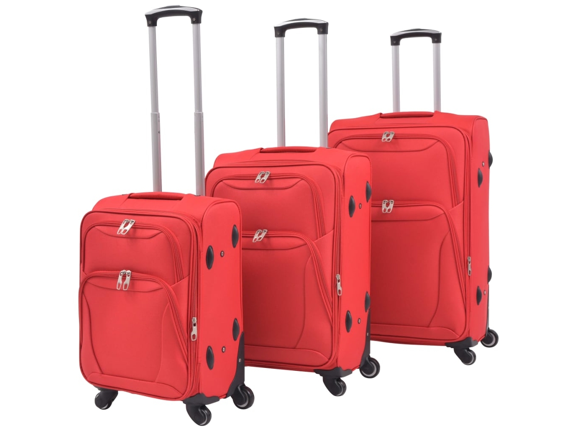 Conjunto de 3 Maletas de Viaje VIDAXL Rojo (45x35x73cm)
