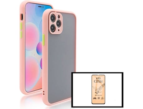 Kit Funda Anti Choque Camera Protection y Cristal Templado CeramicGlass Full Cover Apple iPhone 13 Pro PHONECARE Rosa