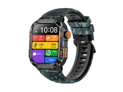 Reloj inteligente MDUG con GPS, monitor de frecuencia cardíaca, Bluetooth, resistente al agua, camuflaje azul.