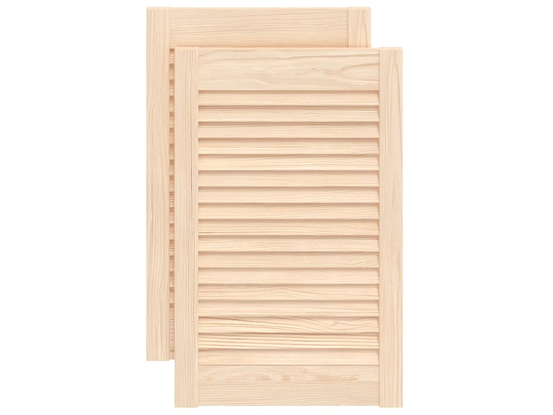 Puertas de armario de 2 piezas con diseño de lamas, pino macizo, EXCLUSIVA MAISON