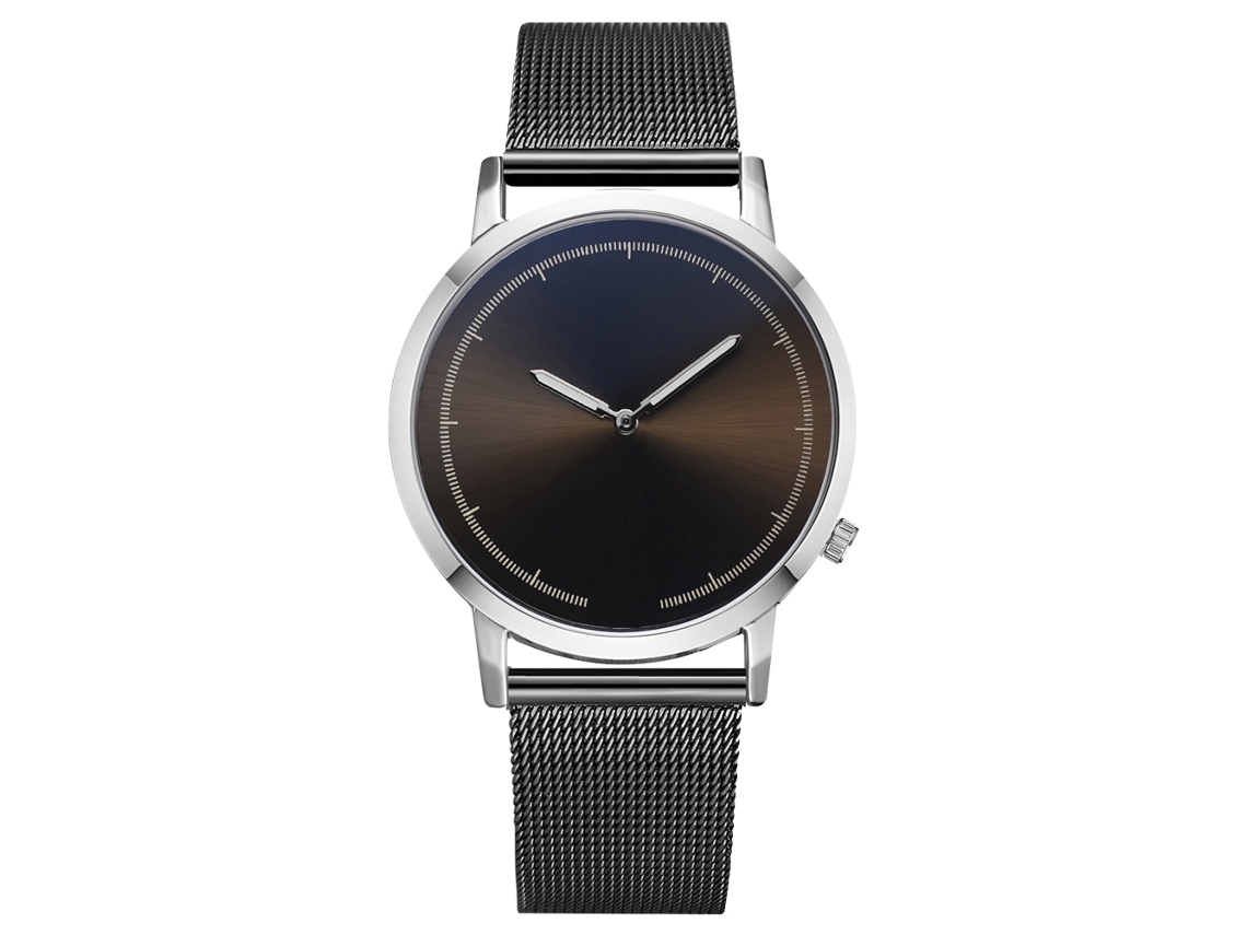 Reloj De Moda Simple Empresarial Para Hombre Y Mujer De Cuarzo Con Correa De Aleación (negro Y Plata)