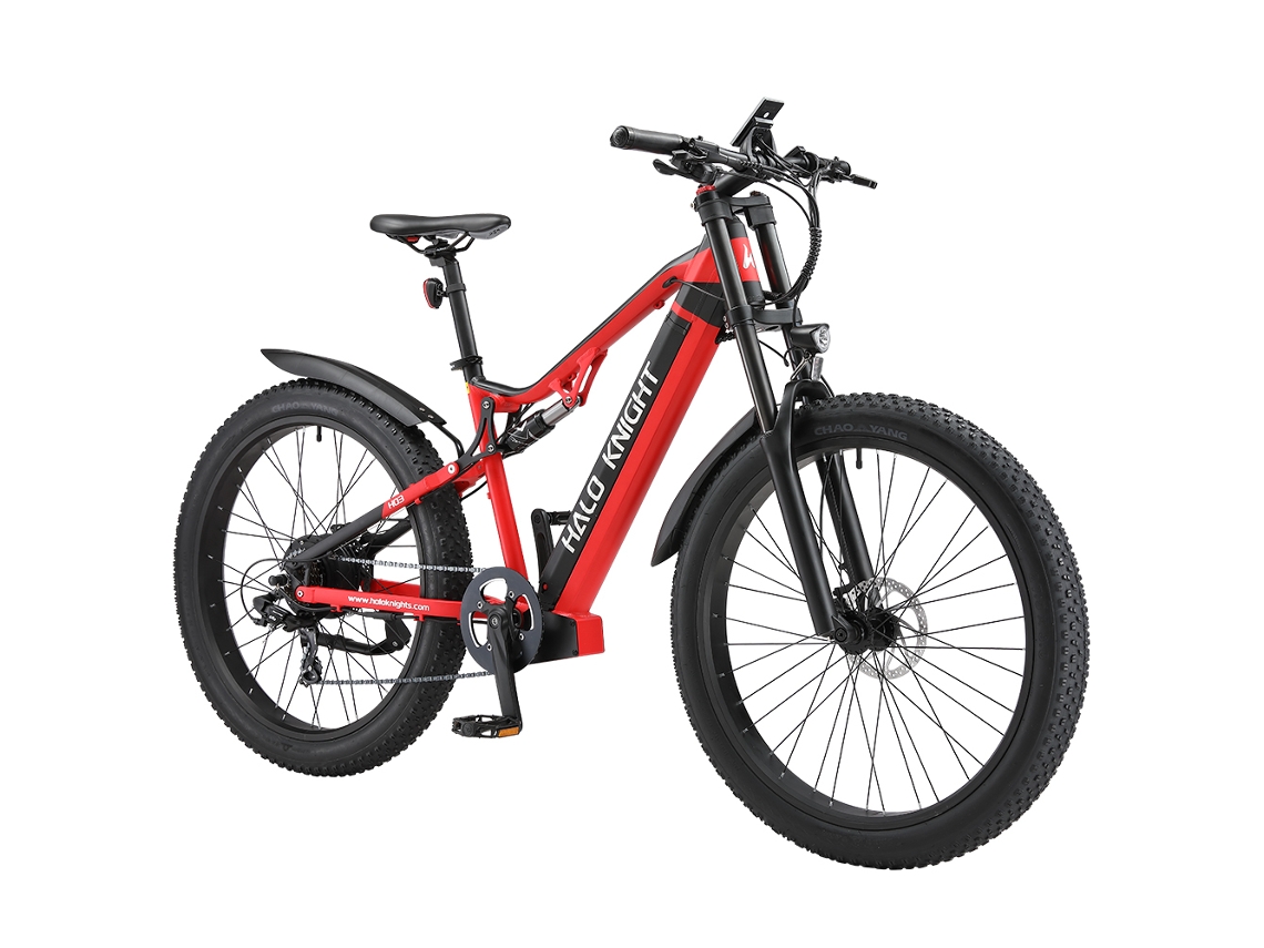 Bicicleta de montaña eléctrica Halo Knight H03 con neumáticos de 27,5", motor de 1000 W y batería de 48 VE y 19,2 Ah.