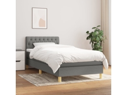 Cama Box Spring Con Colchón Tela Gris Oscuro 100x200 Cm