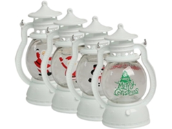 Juego de 4 faroles navideños LED portátiles, pequeños faroles decorativos rojos y verdes, L Gokoco