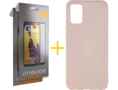 Kit Funda + Protector de Pantalla Samsung A02s SKYHE Cristal Templado 3457 Rosa