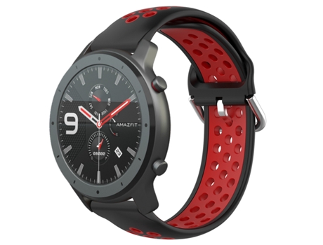 Correa de reloj inteligente para Amazfit GTR 47 mm 22 mm Correa de reloj deportivo transpirable perforada de silicona (negro + rojo)