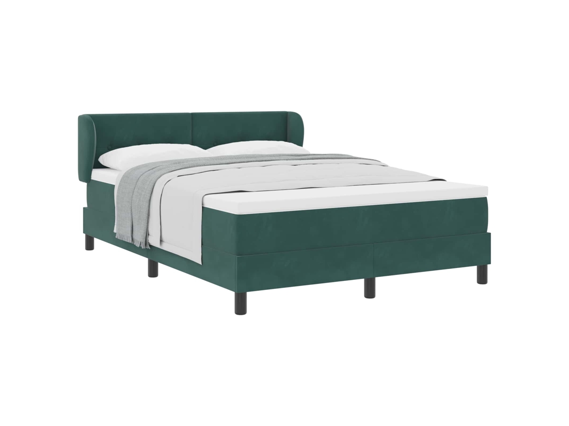Maison Exclusive - Cama Tipo Box Spring Verde Oscuro 140 X 200 Cm Terciopelo