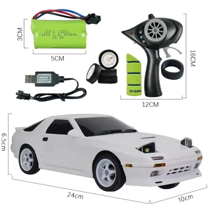 (blanco) Coche De Control Remoto Con Giroscopio De 2,4 G Y Luces Led, Modelo De Control Remoto A Escala Real
