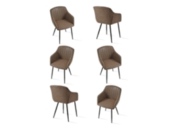 Sillas De Comedor Goeurvant 711(pack De 6, Marrón Oscuro, Cuero Pu)