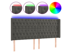Cabecero de cama de terciopelo gris oscuro con iluminación LED MAISON EXCLUSIVE (203x16x118 cm)