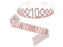 Fasst-set De Faja Y Tiara Con Letras Y Piedras Brillantes Para Fiesta De Cumpleaños Mujer Jikaix