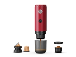 Cafetera expreso eléctrica portátil Eifson, 2 en 1 para café molido y cápsulas (roja)