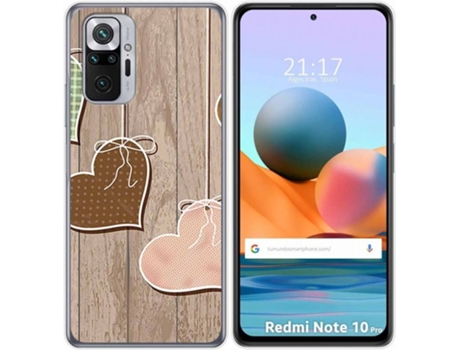 Carcasa Xiaomi Redmi Note 10 Pro TUMUNDOSMARTPHONE Corazones Madera Multicolor