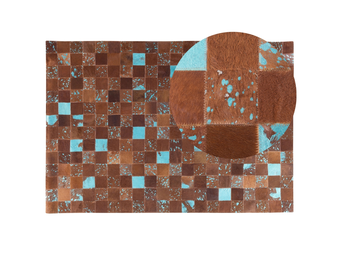 Alfombra BELIANI Aliaga de Piel de vaca Marrón 160x230