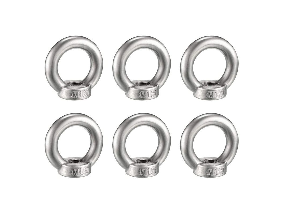 6 Tuercas Anulares M12 De Acero Inoxidable 304, Rosca Métrica, Pernos Anulares Para Fijación