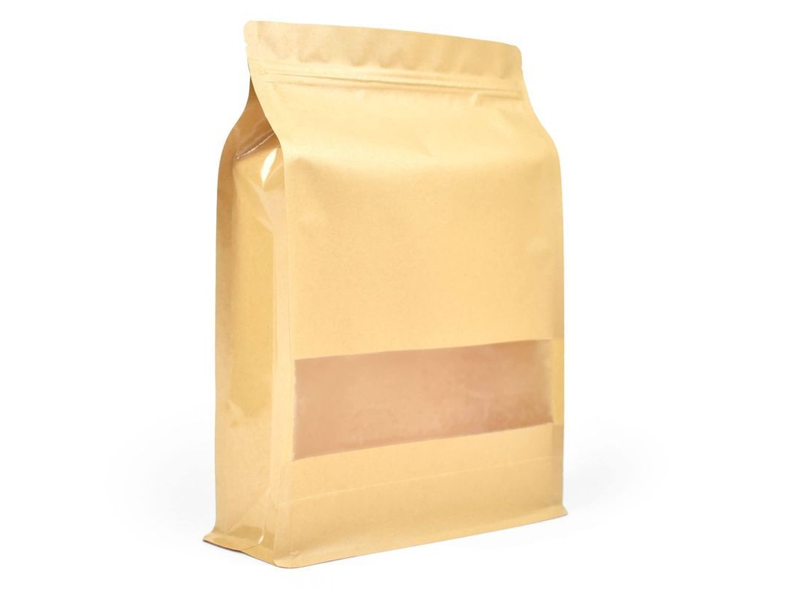 2026da-bolsa De Almacenamiento Kraft Con Ventana Y Fondo Plano Reutilizable 200x300mm Para Alimentos