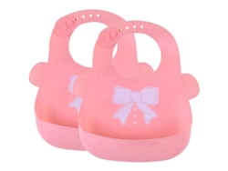 Babero De Silicona Impermeable De 2 Piezas Con Bolsillo Para Recoger La Comida, Suave Y Fácil De Limpiar.