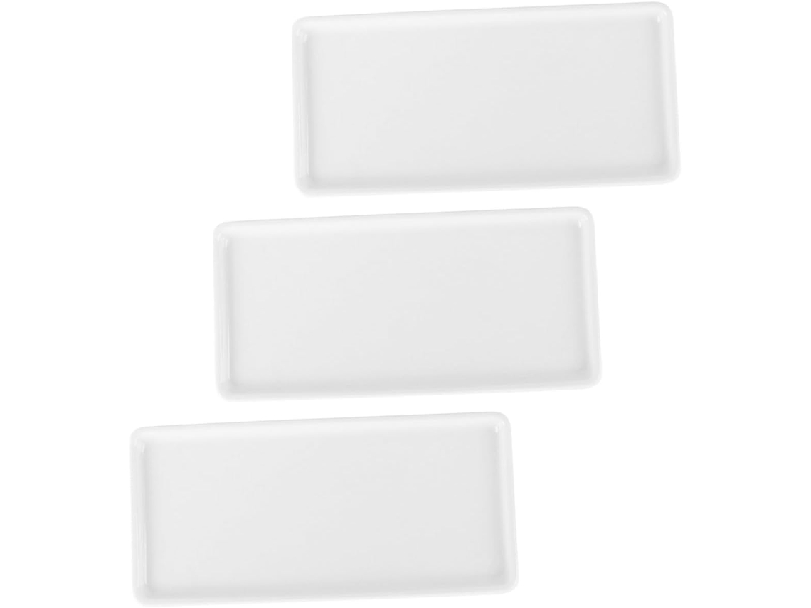 Juego 3 Bandejas Rectangulares Cerámica Estante Almacenamiento Compacto Duradero Accesorios Joyas Decoraciones