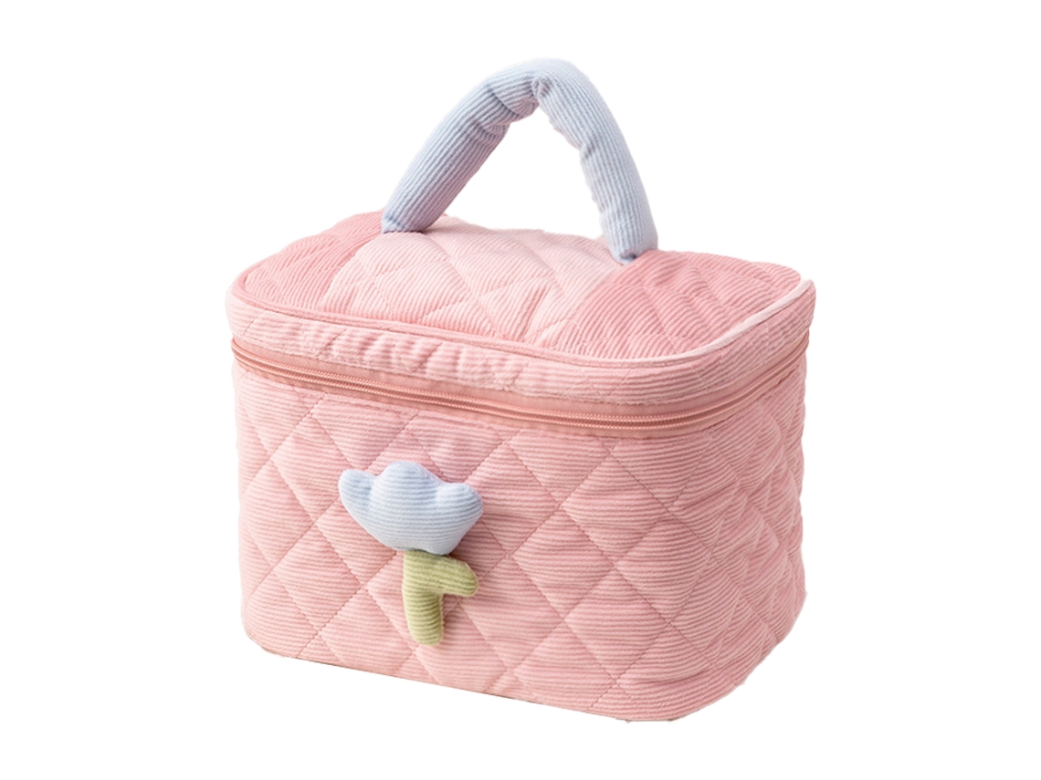 Neceser grande de maquillaje floral de pana para mujer de viaje NEVEANCE