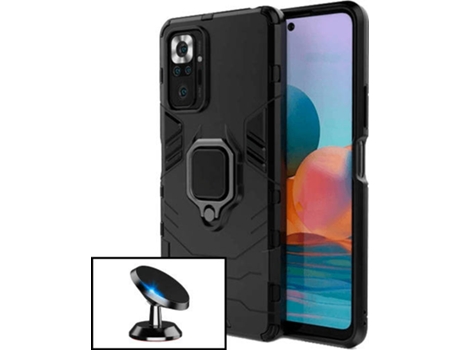 Kit Carcasa y Soporte Magnético Xiaomi Redmi Note 10 Pro PHONECARE Military Defender Negro