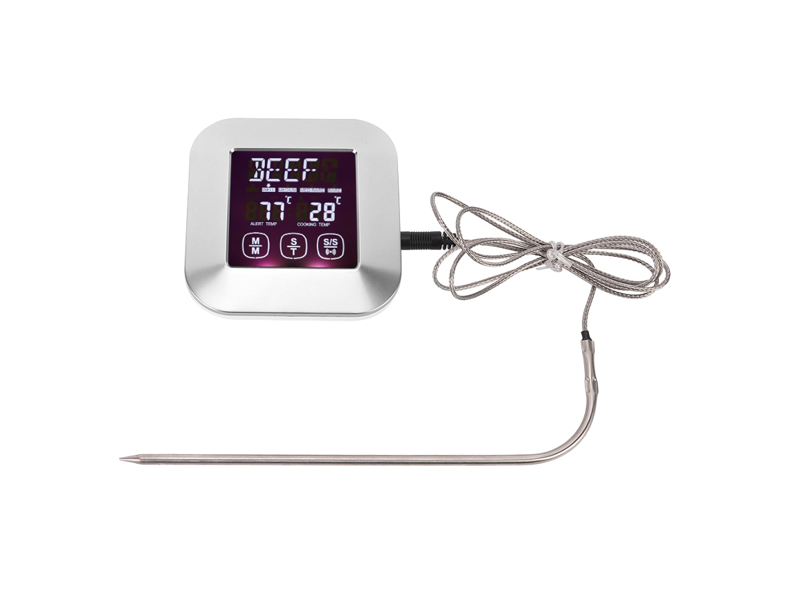 Termómetro Digital De Cocina Con Pantalla Táctil, Sonda Y Temporizador Para Carne Y Barbacoa.