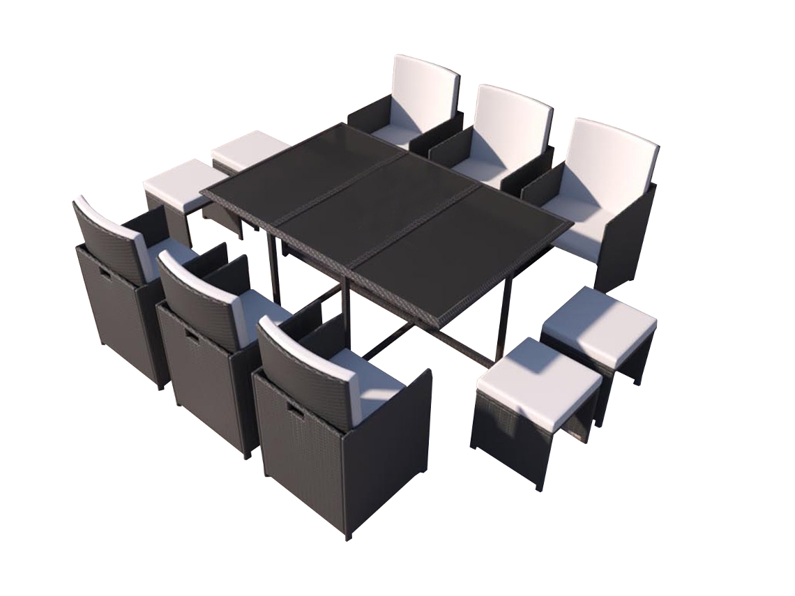 Conjunto de Jardín CONCEPT U Florida (Negro y Blanco - Resina - 296x166x88 cm)