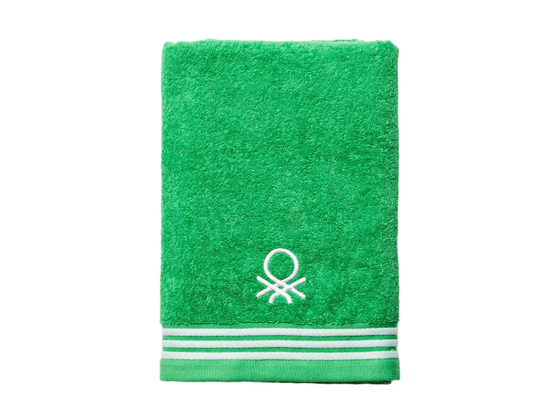 BENETTON - Toalla Baño 70x140cm 100% Algodón Verde con Rayas Rainbow