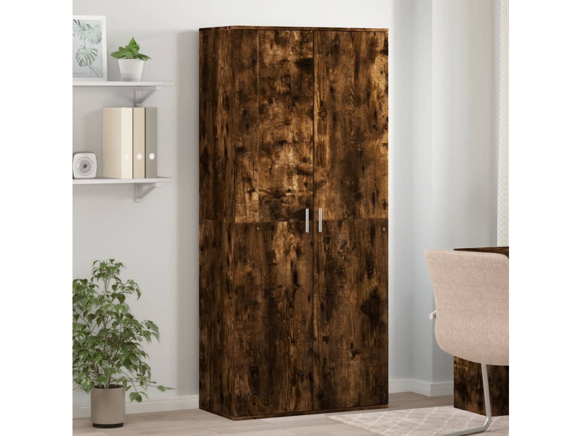 Mueble Zapatero | Armario Zapatero Madera De Ingeniería Roble Ahumado 80x39x178 Cm