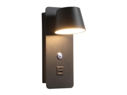 Lámpara de pared LED recargable, ideal para usar junto a la cama: luz ambiental giratoria y ajustable (negra).