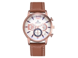 Reloj Hombre De Cuarzo Con Caja De Oro Rosa Y Correa De Pu Café
