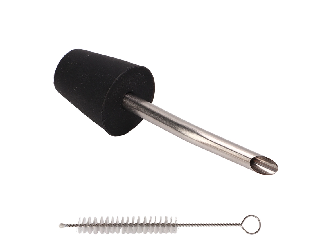 Extensión De Boquilla De Olla De Silicona Y Acero Inoxidable Con Cepillo Para Camping Y Senderismo - Negro