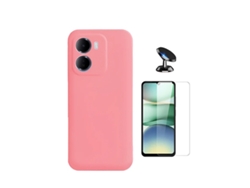 Kit De Cristal Templado Cleargorilasglass Funda Protectora Trasera De Silicona Soporte Magnético Para Coche Gift4me Para Xiaomi Redmi 15a - Rosa