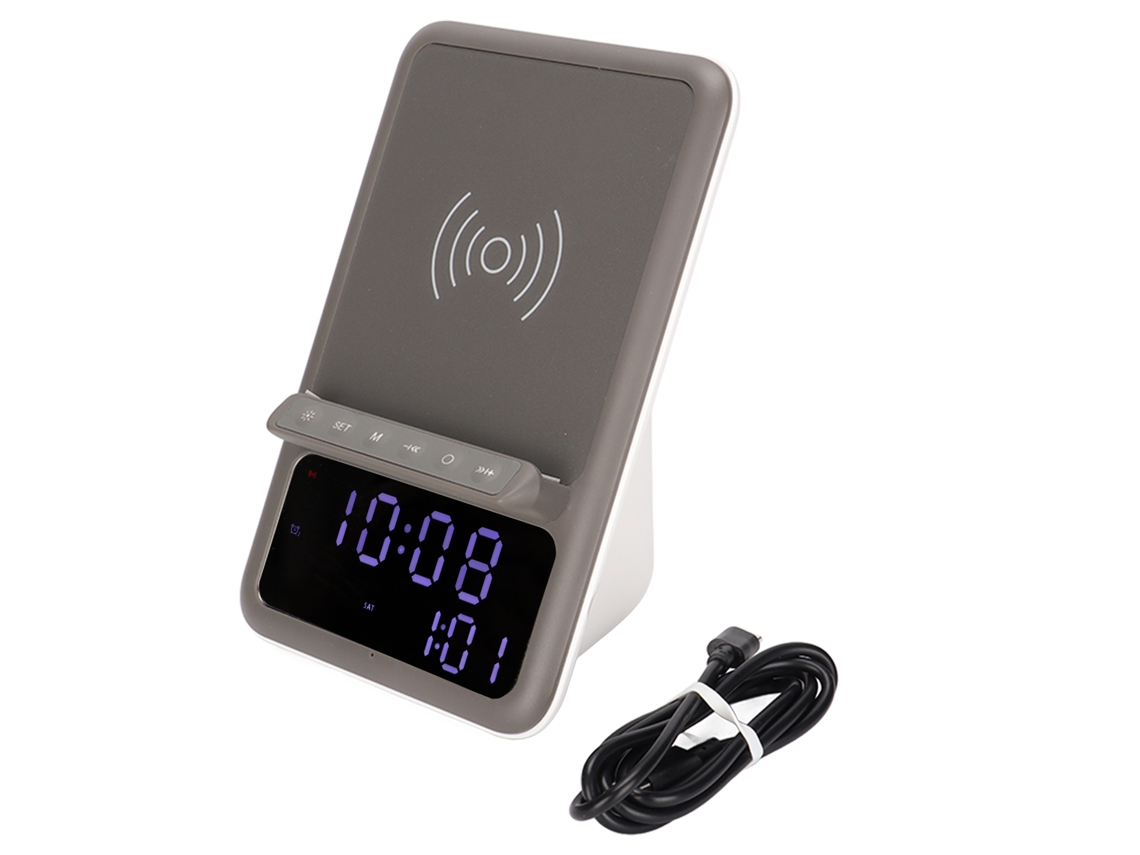 Reloj Despertador Multifuncional De Carga Rápida Con Altavoz Bluetooth Y Carga Inalámbrica.