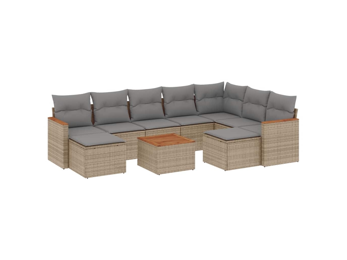 Maison Exclusive - Juego De Sofás Jardín Con Cojines Beige 10 Pzas Ratán Sintético