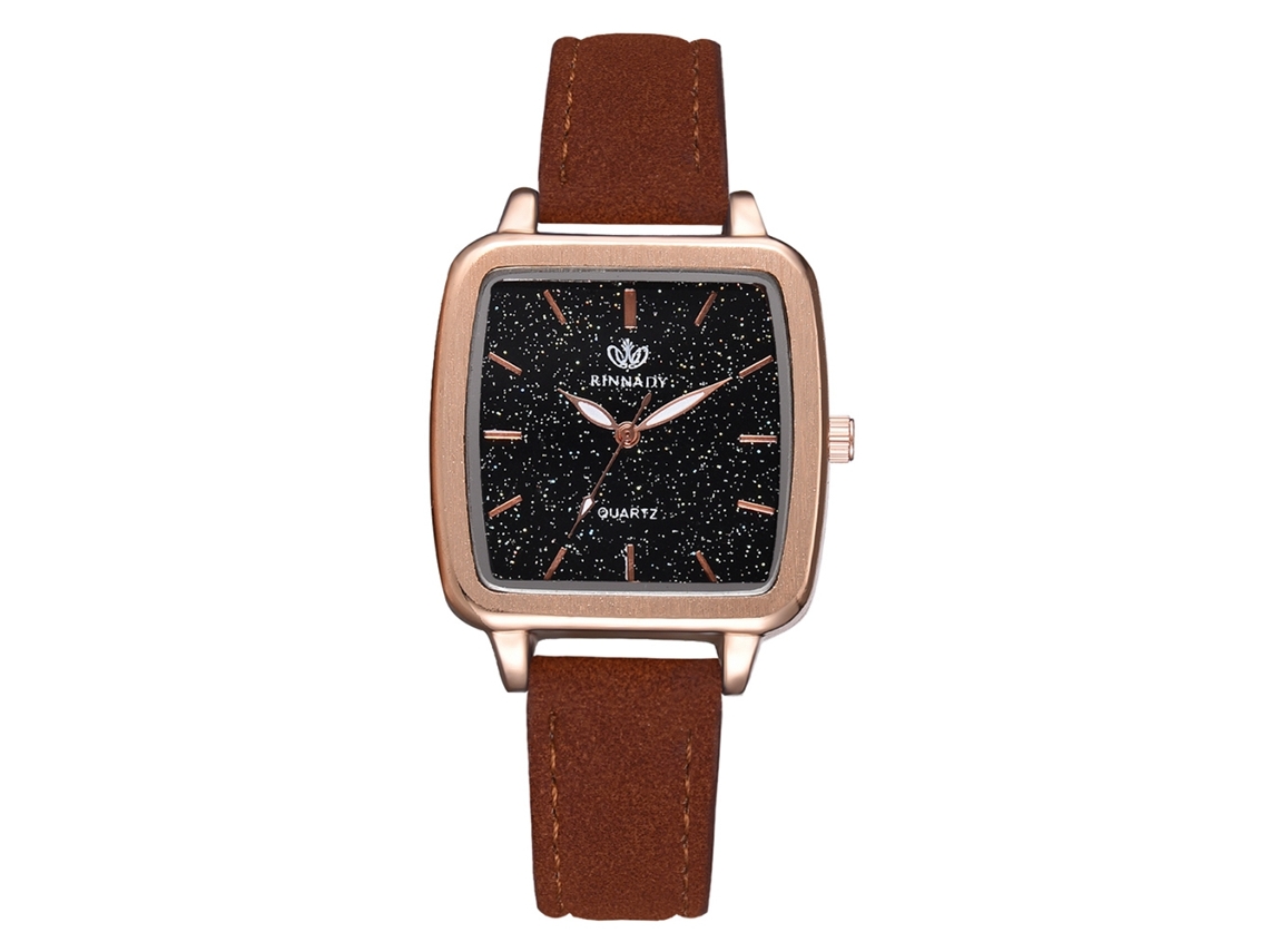 Reloj De Pulsera De Aleación Con Esfera Cuadrada Para Mujer, De Moda, Color Marrón