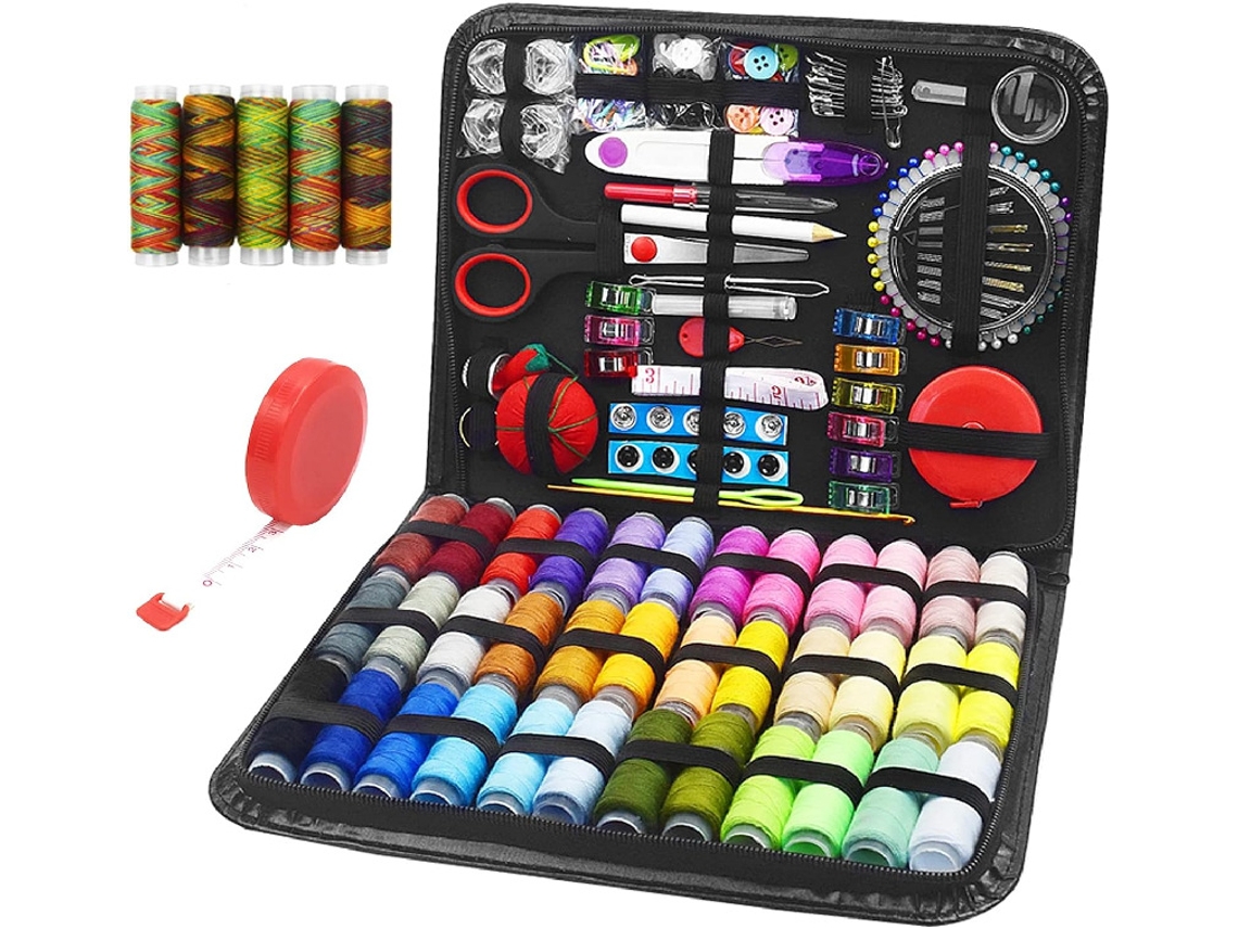 Kit de costura con 229 piezas Incluye tijeras de costura, carrete de hilo, cinta métrica, agujas de coser, etc. Siurn