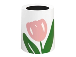 Bonito y moderno cubo de basura con diseño floral para el hogar, cubo de basura redondo de boca ancha de tamaño pequeño para cocina, baño y dormitorio.