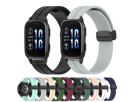 Correa para Garmin Venu Sq 2 Music 20 mm Color sólido Cierre magnético Correa de Reloj de Silicona Blanca VENISYMLIS