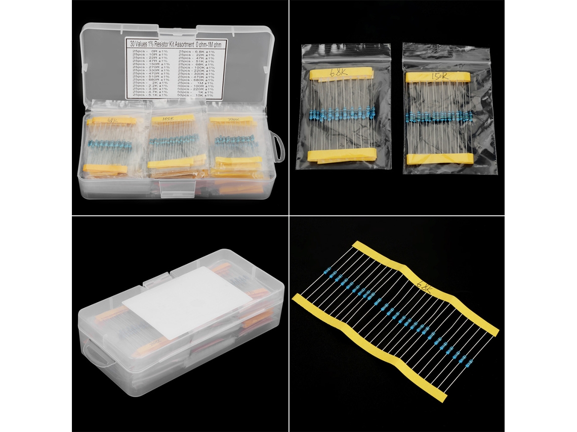 2026horizon-kit De Resistencias De Película Metálica 850pcs 1/4w 30 Valores 0 Ohm-1m Ohm Componentes Electrónicos