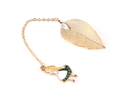 Marcador de libros de metal dorado con collar para leer Alicia