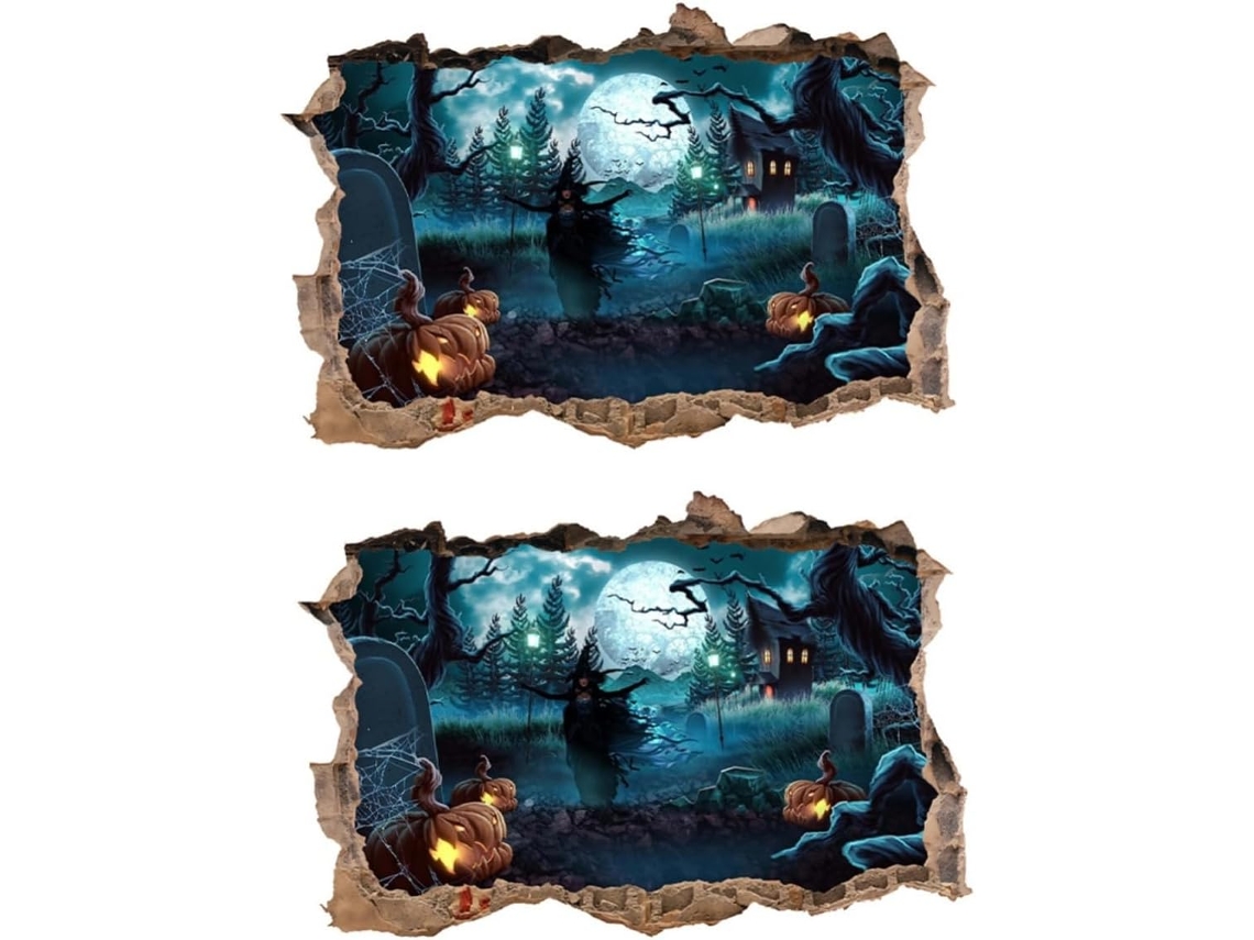 2 Pegatinas De Pared Autoadhesivas 3d Con Diseño De Bruja