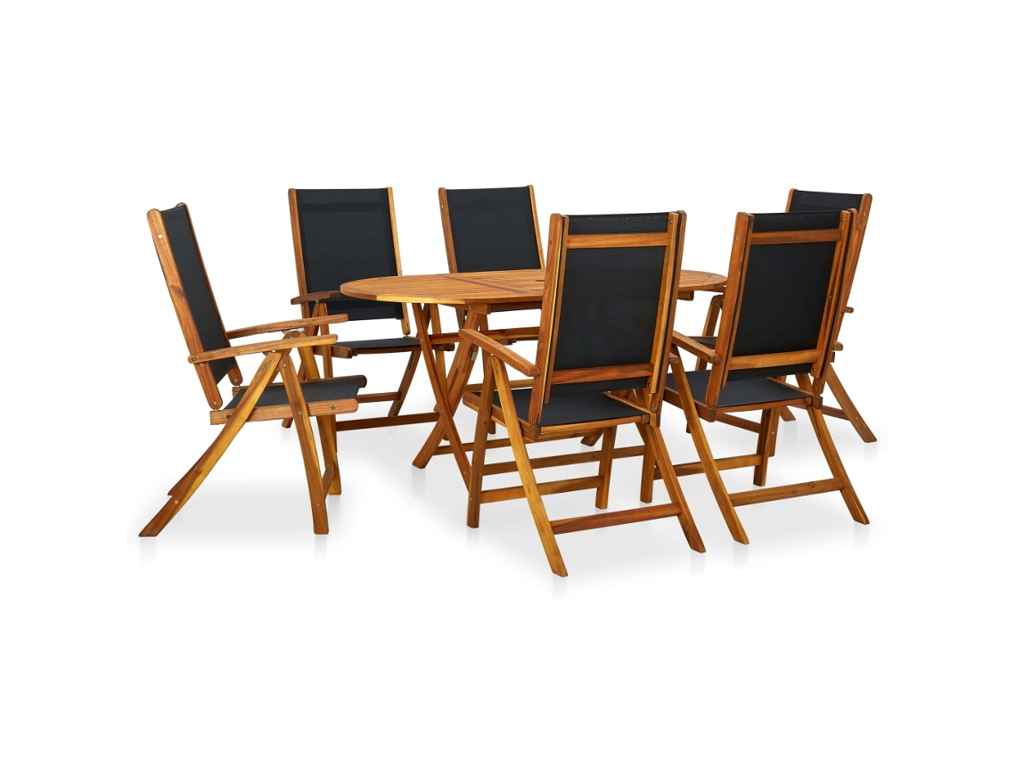 Conjunto 7 de comedor de jardín VIDAXL madera maciza de acacia